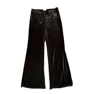 Tuckernuck Velvet Pants Black Flare Wide Leg High Waist B1716 Medium M Holiday